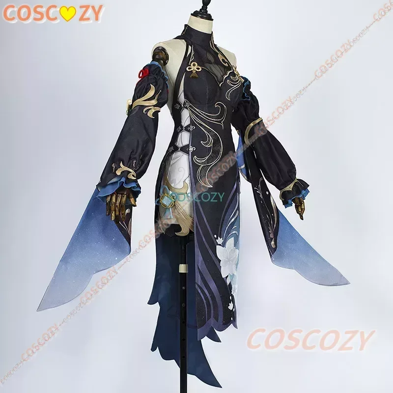 Игра Genshin Impact Shenhe Косплей Костюм Парик Женское Сексуальное Черное Вечернее