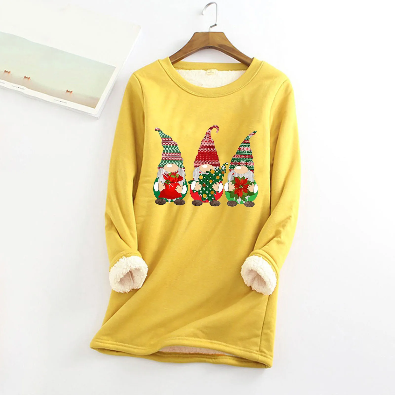 

Cotton Sweatsuits Women Womens Autumn And Winter Christmas Printed Warm Bottoming Shirt Loose Top Shirt for Women Fashion