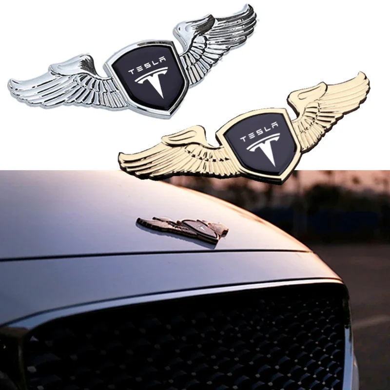 

Эмблема передней крышки автомобиля, значок в форме крыла, наклейка для Tesla Model X, модель 3 модель родстера S, модель Y, автомобильные внешние аксессуары