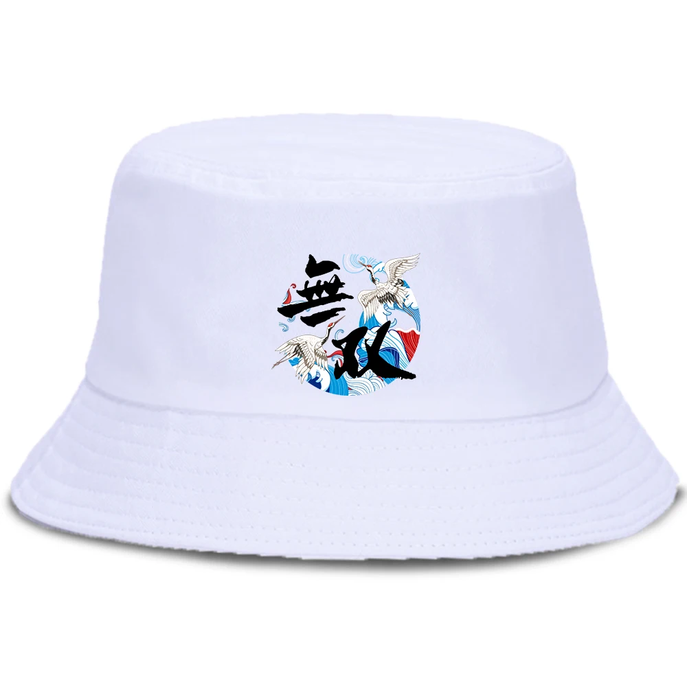 Панама с китайскими буквами и журавлем летняя для мужчин женщин |