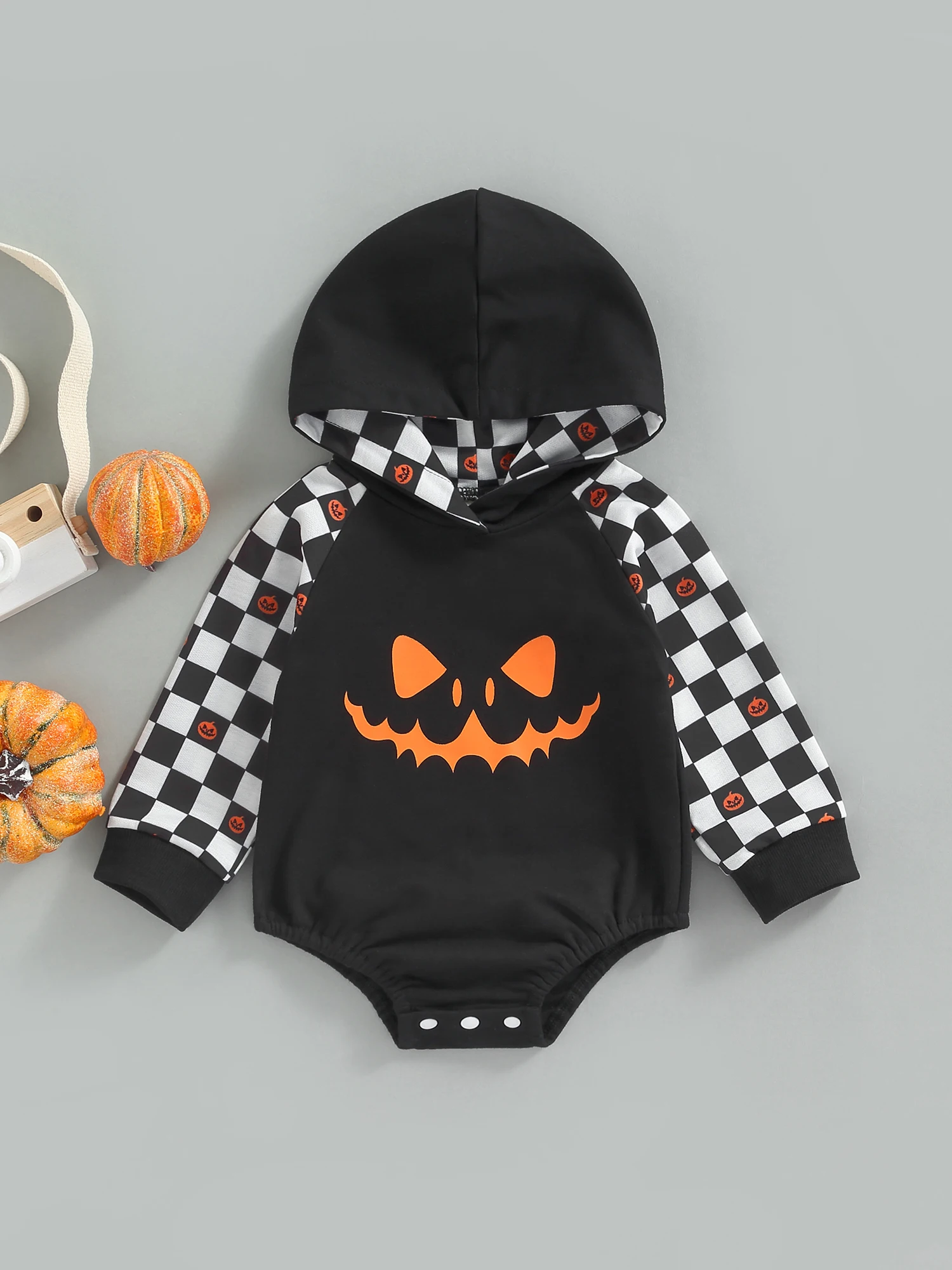 Комбинезон с капюшоном для маленьких девочек Hallowen милая Толстовка принтом тыквы
