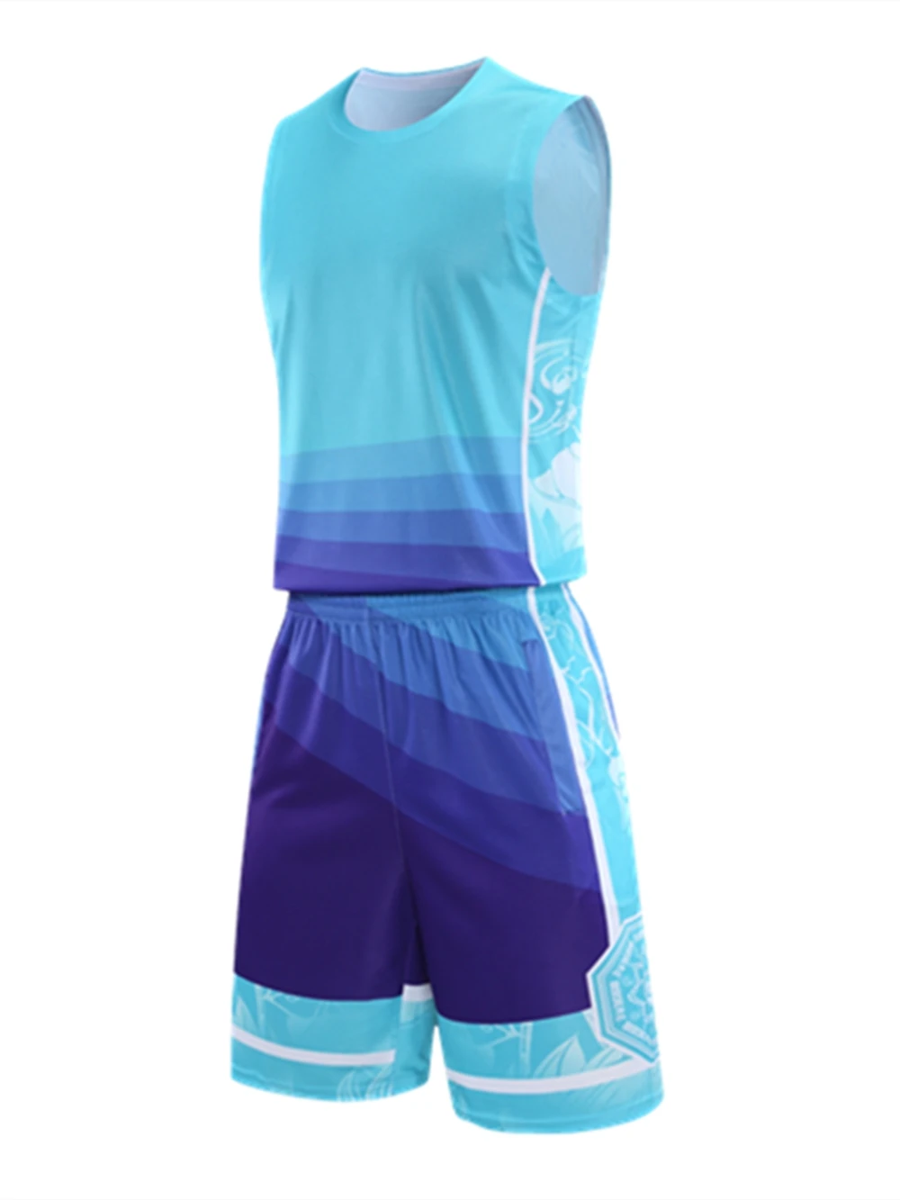 2023 Summer New Men Youth Sports Basketball Set Quick Dry Breathable Short Sleeve Shorts T-shirt University Basketball Team Kit