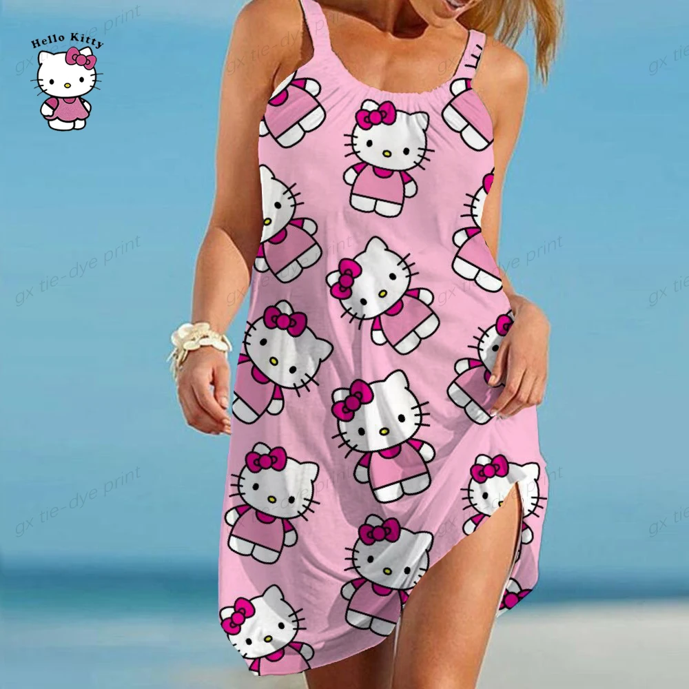 

Женское винтажное платье на бретельках, с принтом Hello Kitty
