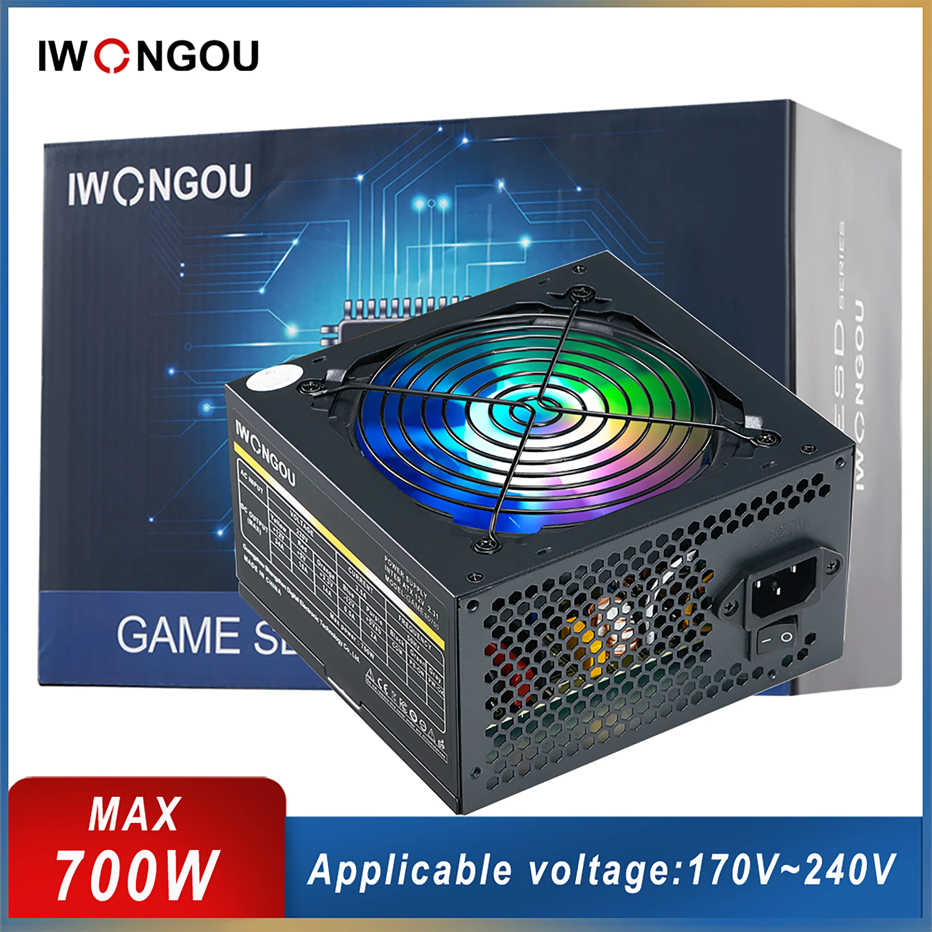 

IWONGOU 600w Power Supply For PC Gaming 24pin 12v Atx PC Fonte GAMESD700 PSU Computer Power Supplies 80plus Max Power 700W