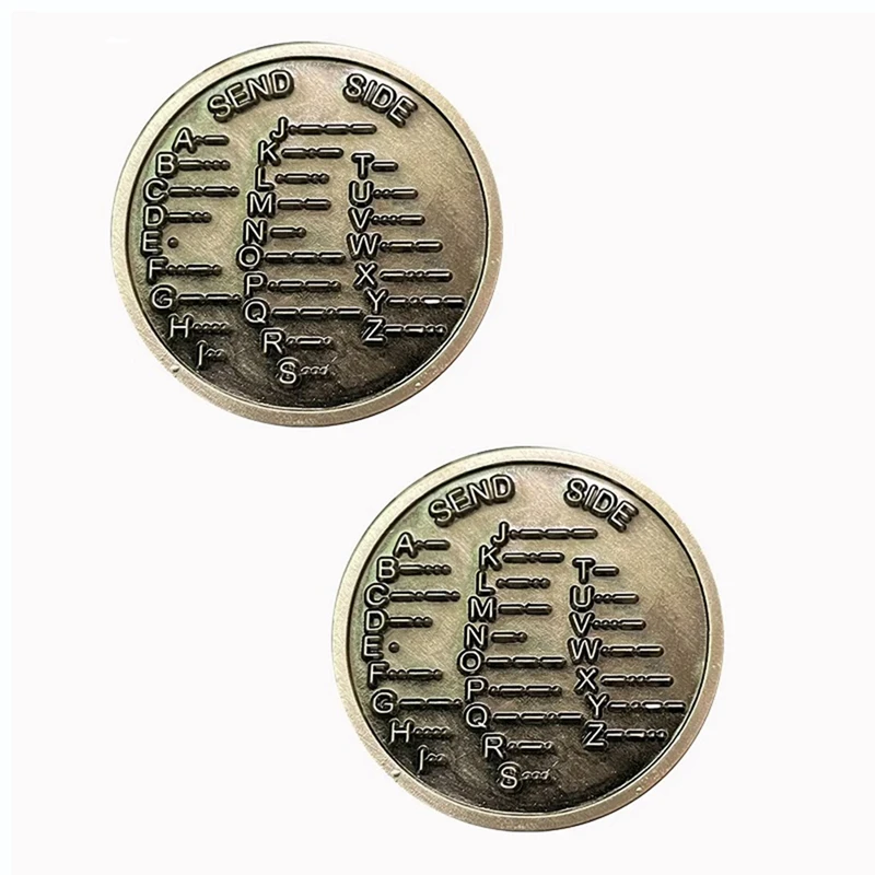 2Pcs CW Training Coin Morse Code Commemorative Coins For Novice Radio Enthusiasts
