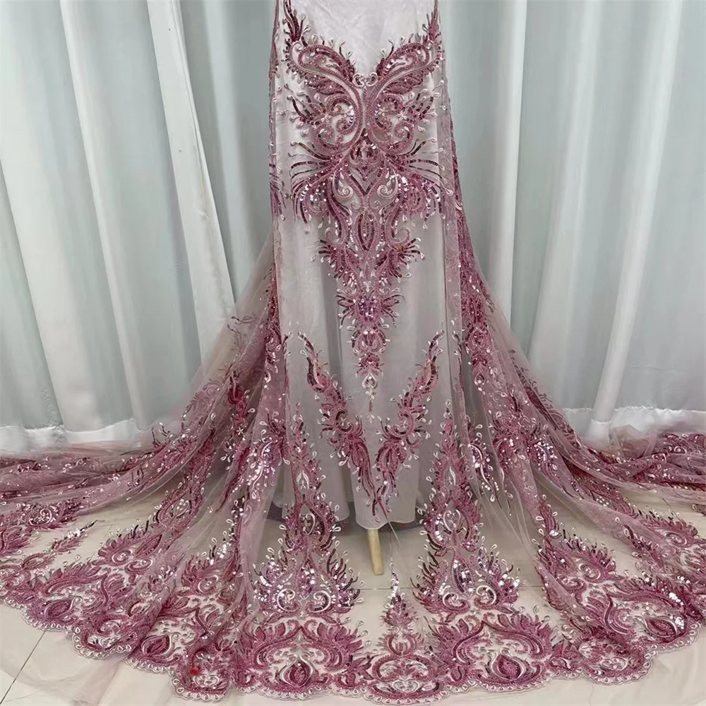 

Новое поступление, африканская вышивка из бисера, кружевная ткань, роскошное 2023, высококачественное Тюлевое кружево с блестками, вечернее или стандартное платье JY2755