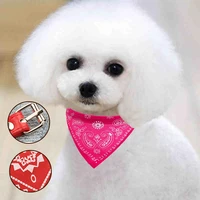 small pet dogs neckerchief collar adjustable pu bandana collar with printed triangular scarf puppy cats grooming accessories