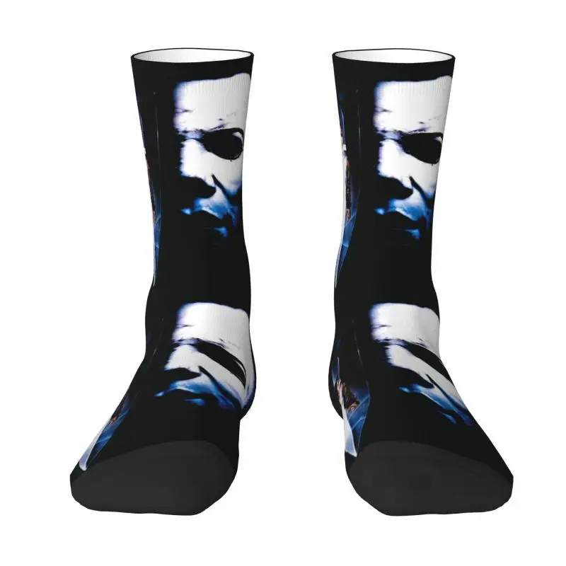 

Смешные носки на Хэллоуин из фильма ужасов Майкла Майерса женские мужские теплые спортивные футбольные носки с 3D принтом