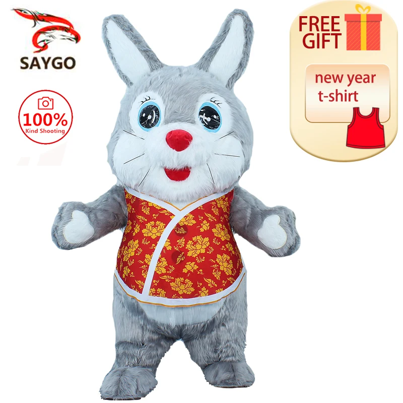 SAYGO Inflatable Bunny Costumes Adult Halloween Cosplay Costumes BlowUp Easter Rabbit Disfraz Fancy Party Dres for Adult kids