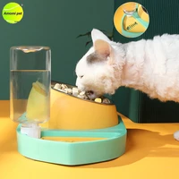 pet cat bowl automatic water bottle drinker 2 in 1 cats food feeding bowls water fountain drinking fish shape dish bowl for cat