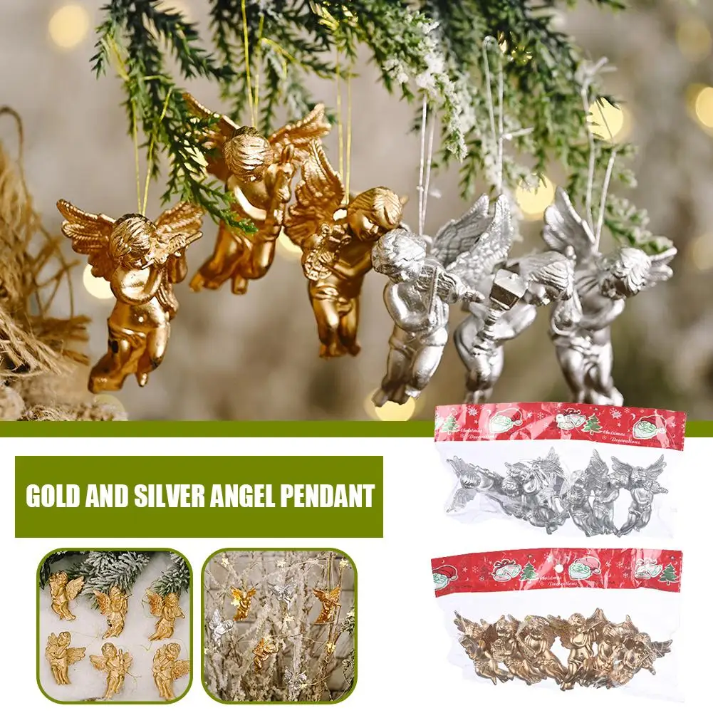 

Angel Pendant Christmas Tree Hangings Decorations Gold/silver Decoration Color Holy Cute Garden Tree And 6pcs Xmas Y6Q9