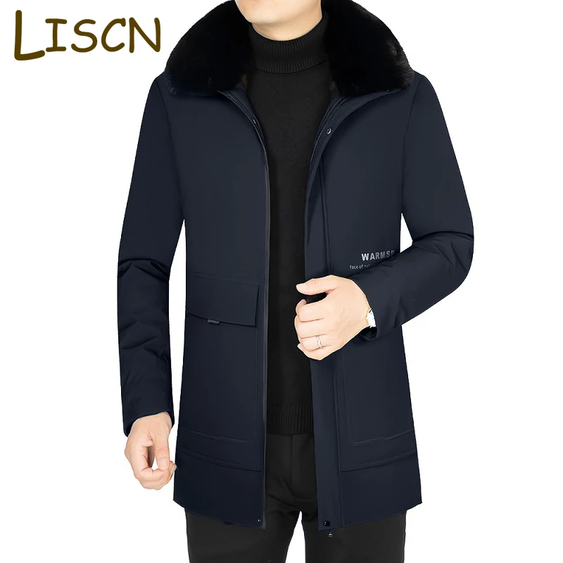 Men Cotton Cushion Winter Jacket Men 2022 Fashion Warm Black Business Jacket Casual Black Coat Windproof Jacket Men