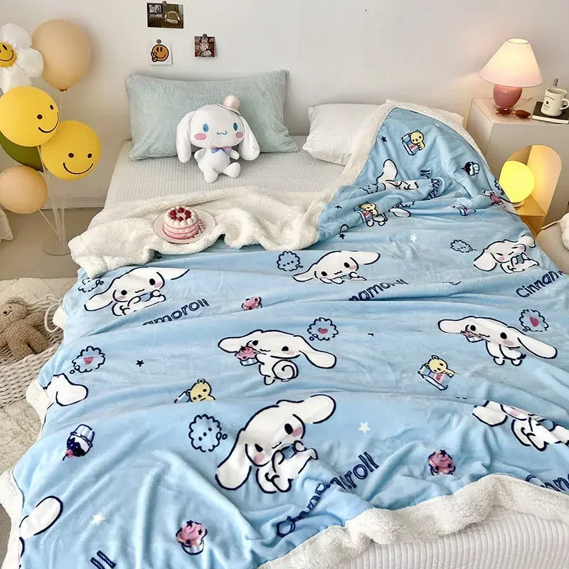 Новое бархатное одеяло Hello Kitty Cinnamoroll Kuromi My melody детское двухстороннее офисное для
