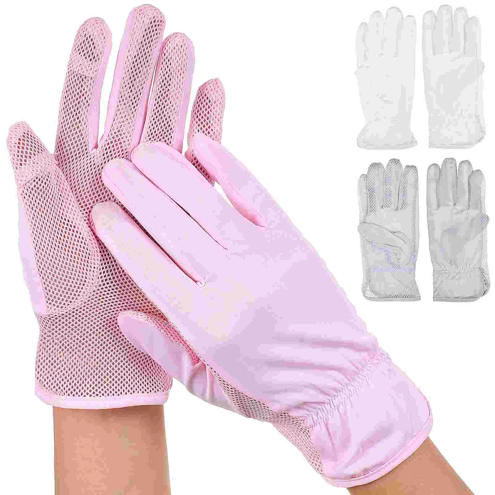 

3 Pairs Female Summer Gloves Silky Cooling Women Cycling Sun Protection Nylon Outdoor Finger Miss