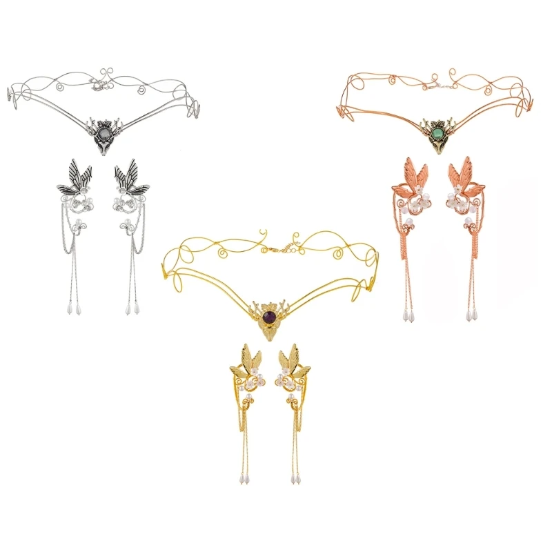 

Shinning Forehead Chain with Butterfly Earring Bride Headpiece drop shipping