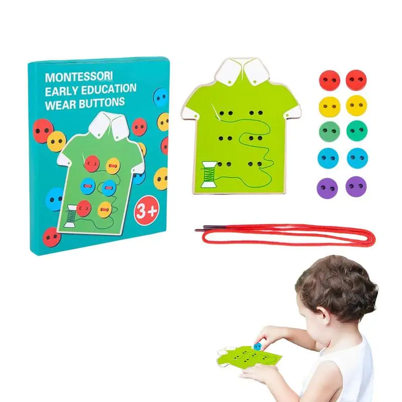 

String Board for Kids Lacing Toys for Toddlers Fine Motor Skills Learning Montessori Educational Learning Wooden Threading Board