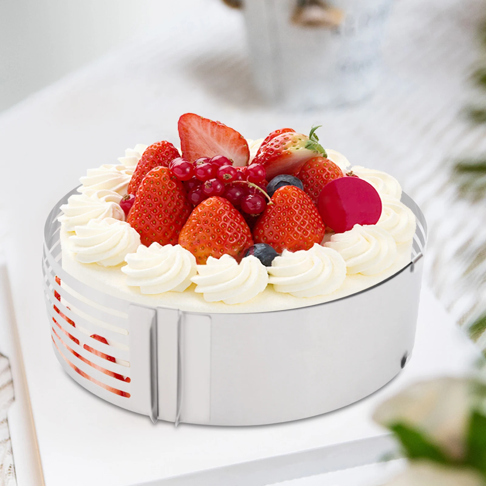 

Cake Ring Stainless Steel Adjustable Round Baking Frame Extendible for Cakes Pizza Baking Desserts Accessories