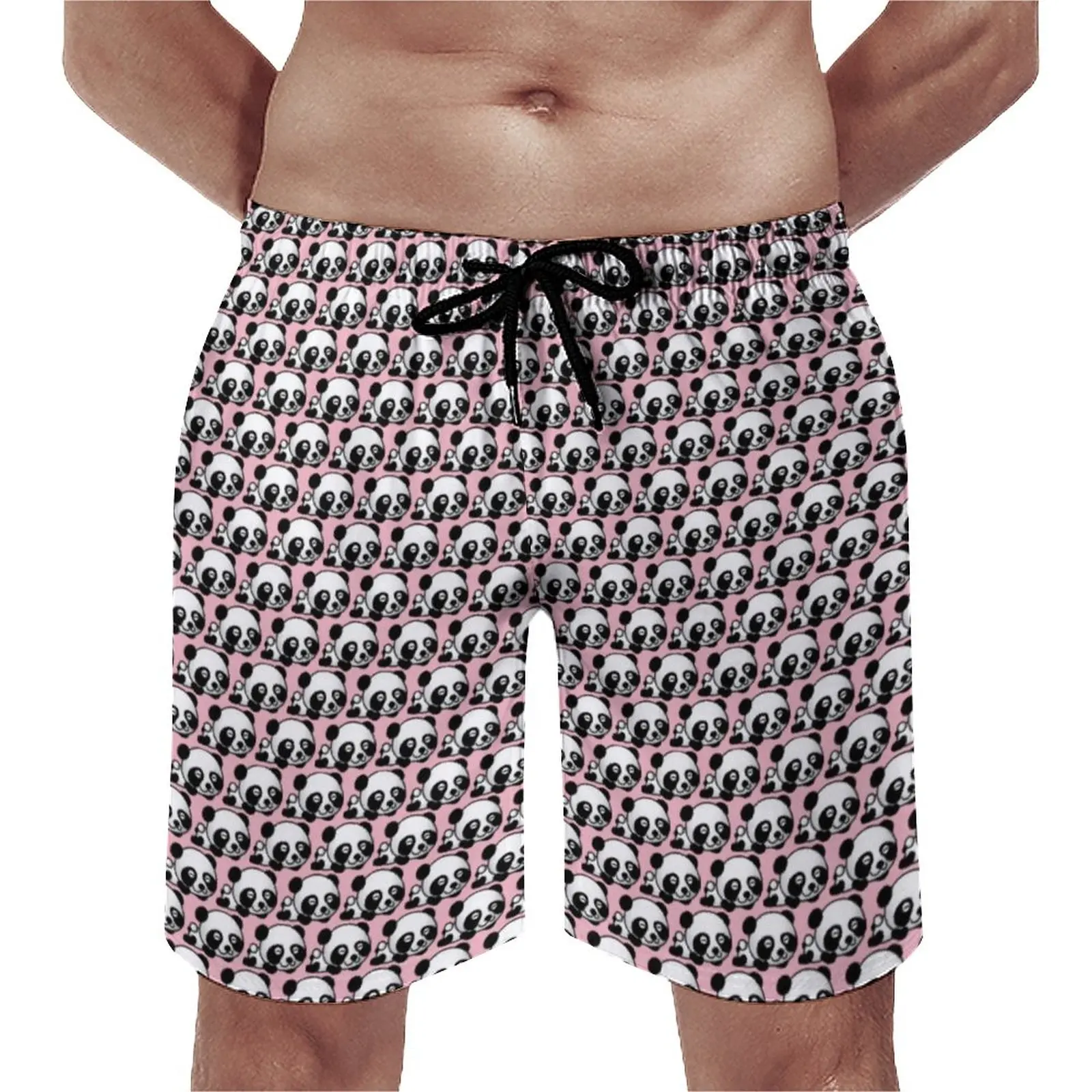 

Pink Panda Board Shorts Summer Cute Animal Print Sports Fitness Beach Shorts Quick Dry Vintage Custom Large Size Swimming Trunks