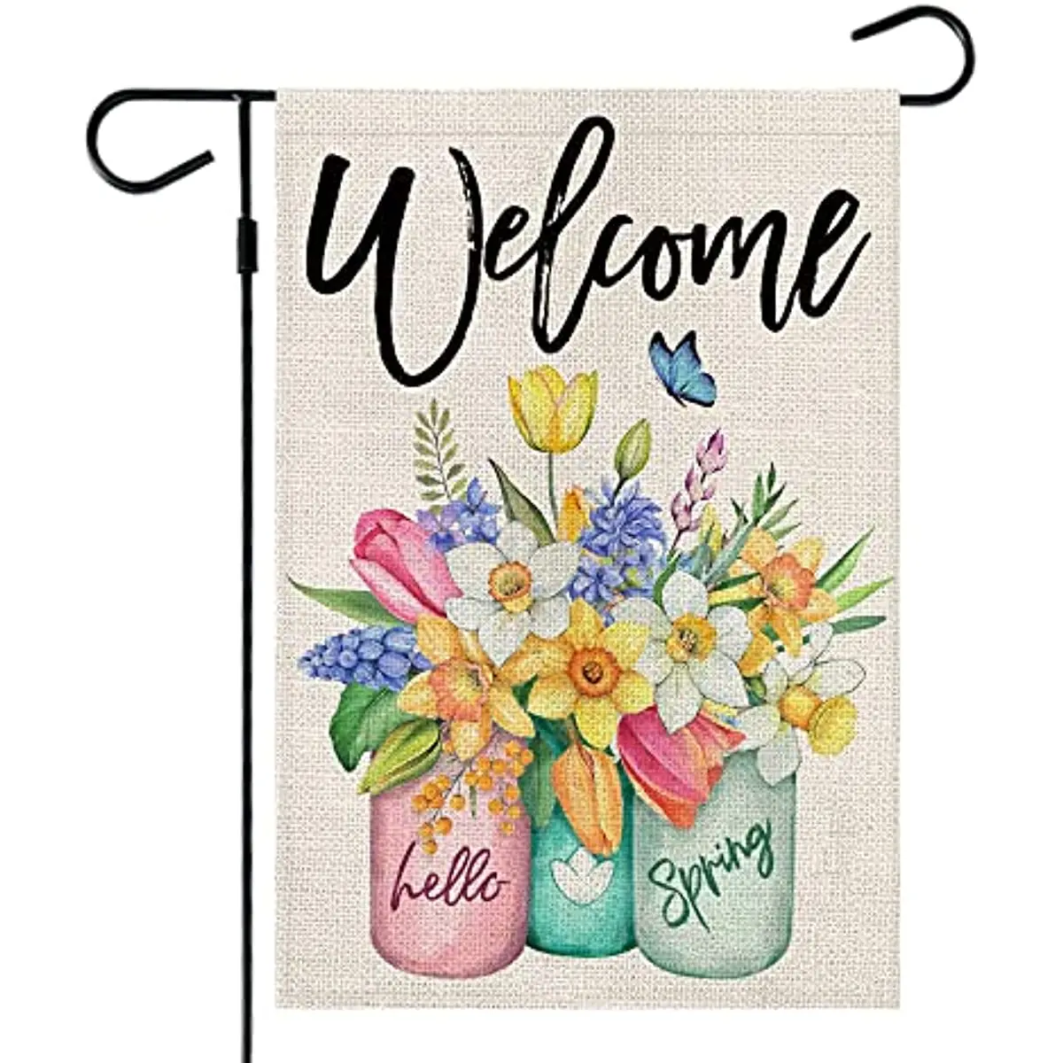 

Spring Garden Flag Floral Mason Jar Double Sided for Outside Vertical Holiday Seasonal Welcome Yard Flag