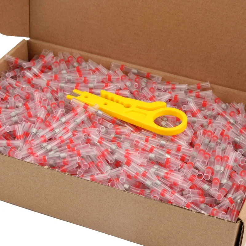 

100/300/500PCS Wire Terminals Heat Shrink With Solder Sleeve Insulated Waterproof Electrical Butt Splice Wire Butt Connectors