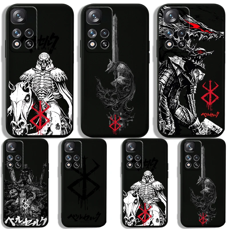 Berserk комиксы крутой для Redmi Note 13 12 Turbo 11T 11P 11E 11S 10T 10S 10 9 Pro Plus Max силиконовый черный