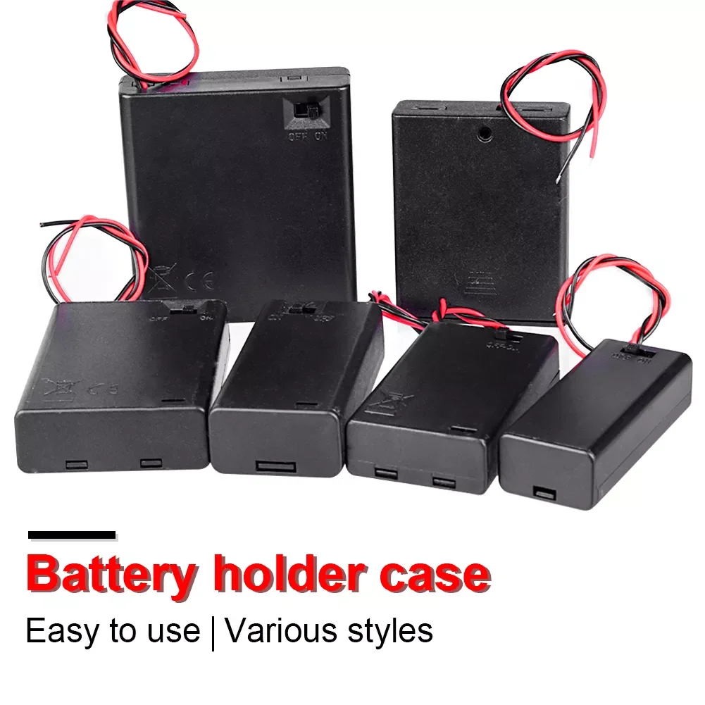 

18650 Power Bank Cases 2X 3X 4X AAA Battery Holder Storage Box Case 9v PP3 Battery Container With Wire Lead Lid Cover Switch