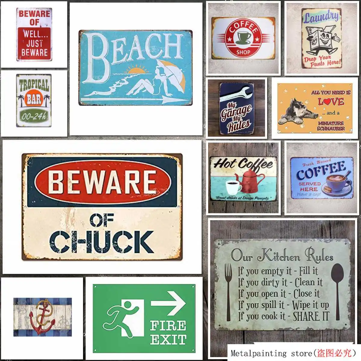

Vintage Metal Tin Signs Bar Beer Art Posters Home Decor Restaurant Coffee Cafe Wall Plaques - Fresh Brewed Coffee Served Here