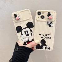 disney mickey mouse sliding window phone cases for iphone 13 12 11 pro max xr xs max x back cover