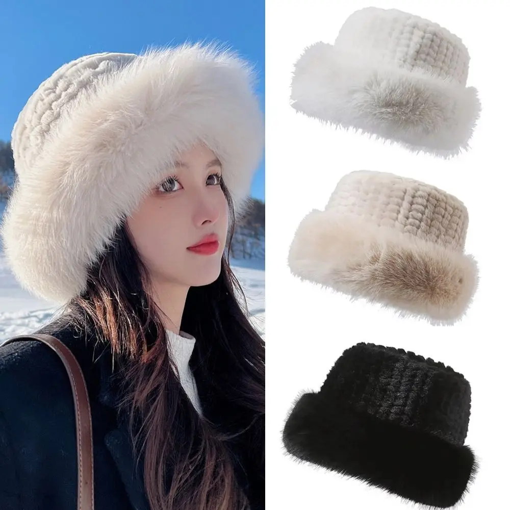 

Winter Faux Fur Bucket Hats For Women Warm Plush Fisherman Hat Fuzzy Fluffy Cap Outdoor Stylish Panama Caps