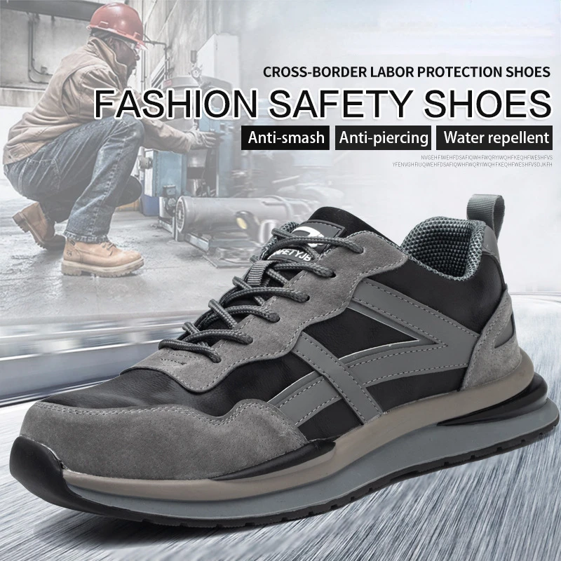 

Breathable Men Work Safety Shoes Anti-smashing Steel Toe Cap Working Boots Construction Indestructible Work Sneakers Men Shoes