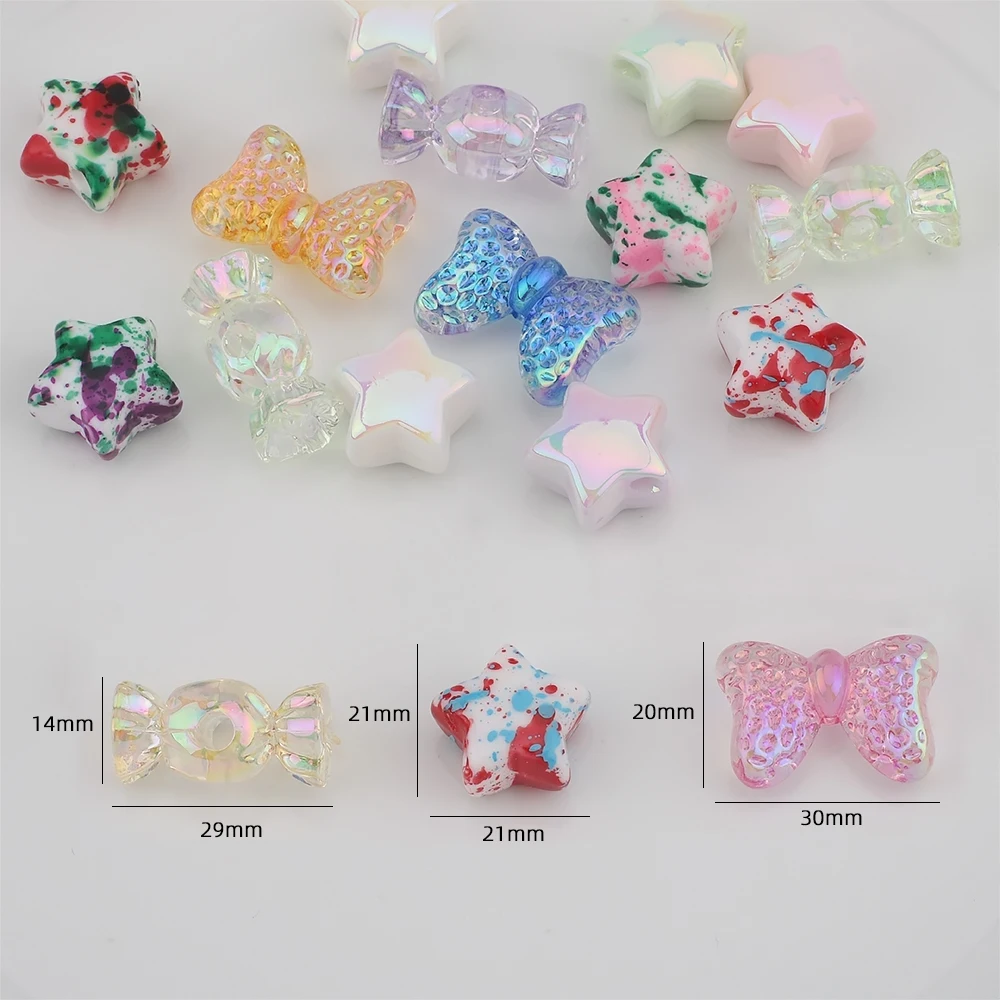10 Шт. Акриловые Бусины Разных Форм-бабочки Конфеты Звезды Для Самостоятельного