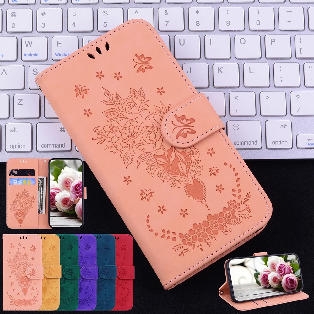 

Funda Google 6A 4A 5A Wallet Leather Case for Google Pixel 7 6 Pro 5 XL Cases Flower Butterfly Flip Phone Back Cover Capa Women