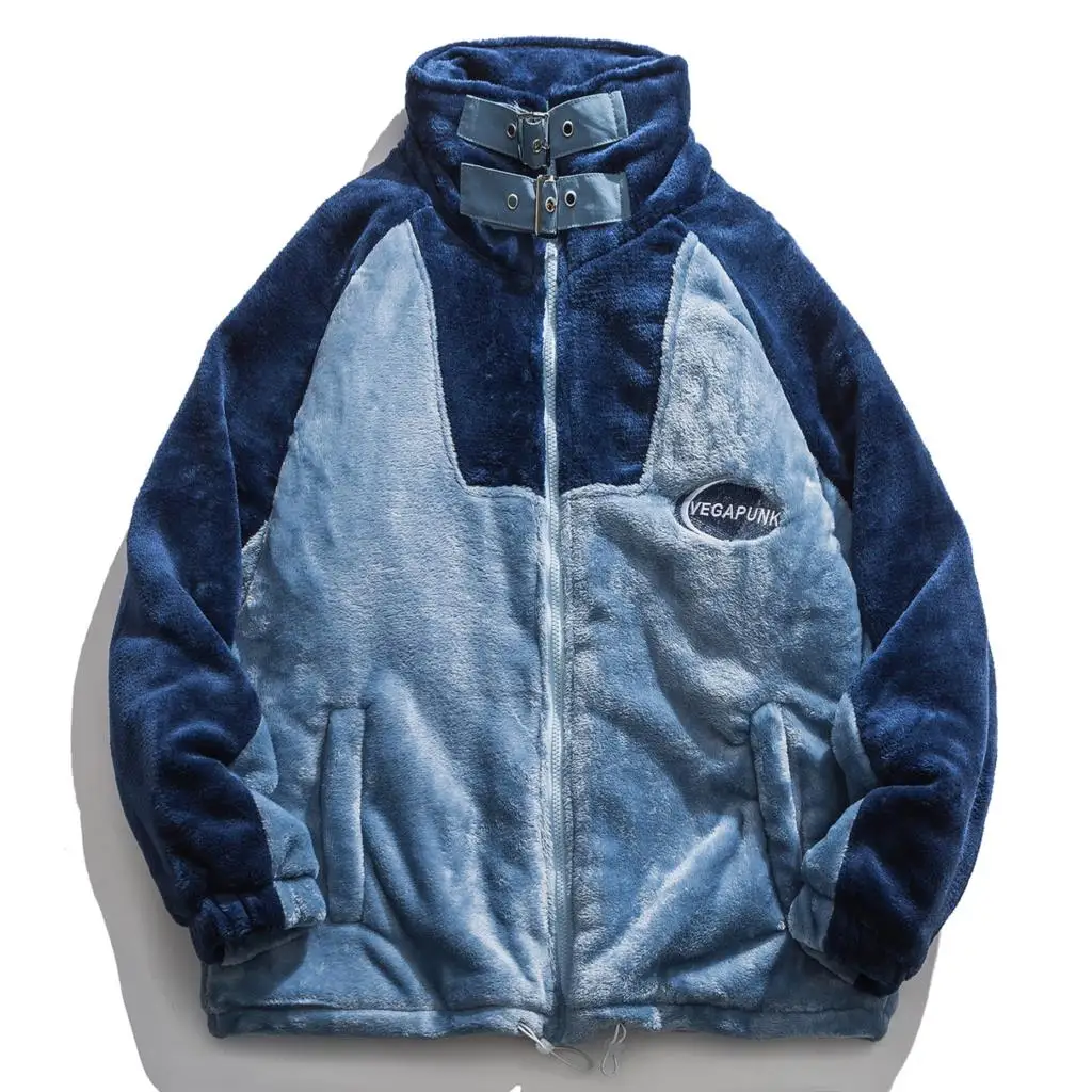 

LACIBLE Hip Hop Color Block Sherpa Cotton Hoodi Winter Thicken Coat Men Women Streetwear Jacket 2021 Winter Harajuku Jackets