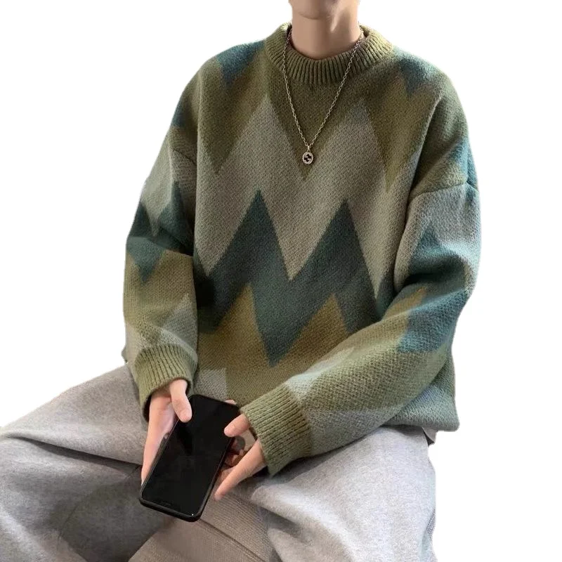 

Male Clothes Autumn and Winter Men's Wool Sweater Loose 2023 High Quality Pullover O-neck Sweaters Cashmere Knitting E138