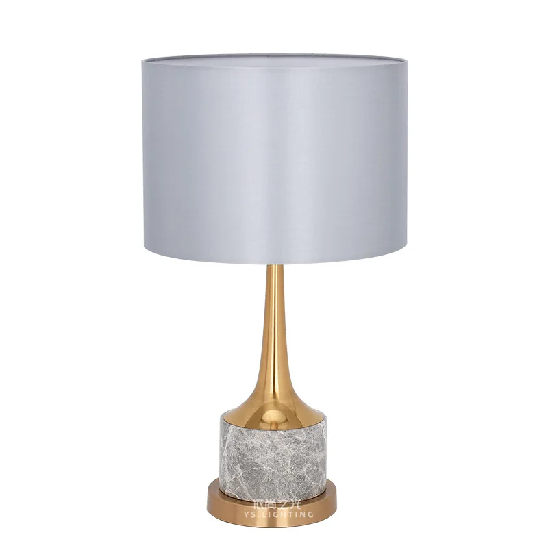 

American minimalist gray marble table lamp high-end living room study hotel bedroom bedside lamp