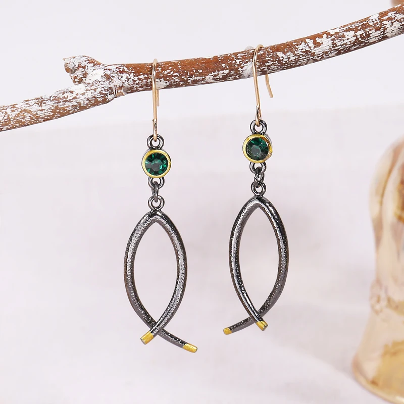 

2022 New Boho Ethnic Green Stone Drop Dangle Earrings for Women Indian Tribal Vintage Pendientes Mujer Moda Luxury Jewelry