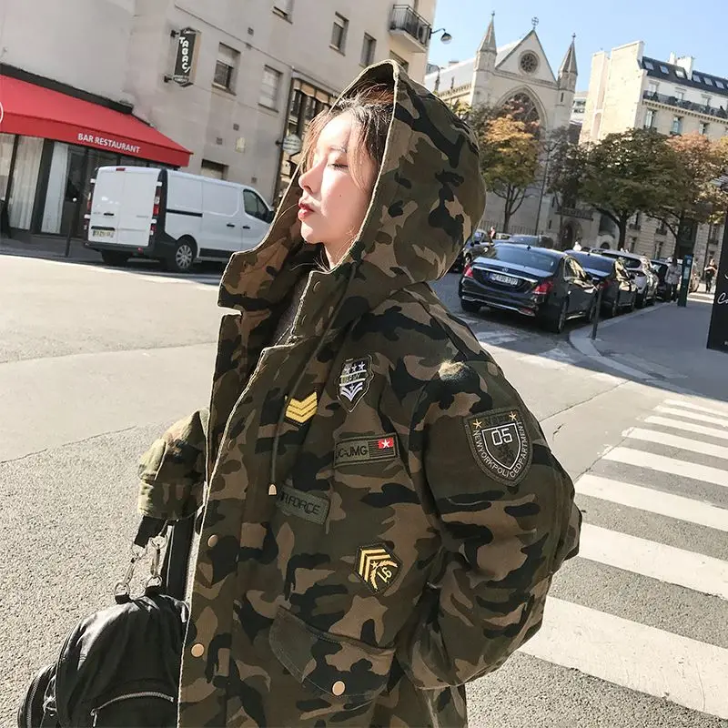 New Winter Thick Camouflage Cotton Padded Jacket Oversize Hoodie Coats Bomber Jacket Student's Work Clothes Cotton Padded Jacket