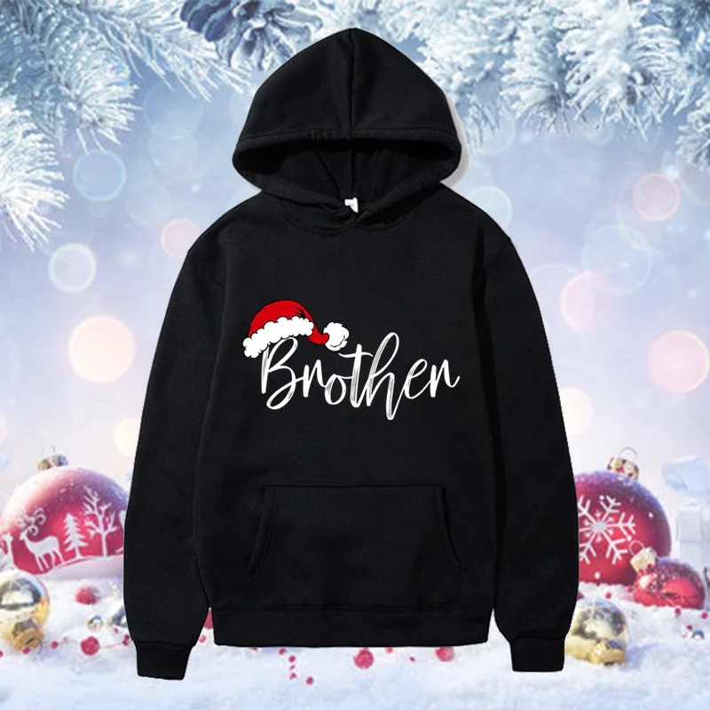 

Новая толстовка с надписью "Christmas Brothers", модная Повседневная Удобная Толстовка с длинным рукавом для подростков, пуловер