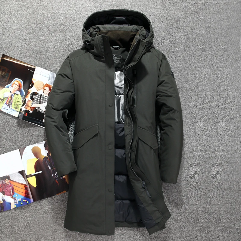Long Down Jacket Men's Top Quality Thick Winter 2022 New Hat Separate Warm Parka Waterproof and Windproof New Men Mens Jacket