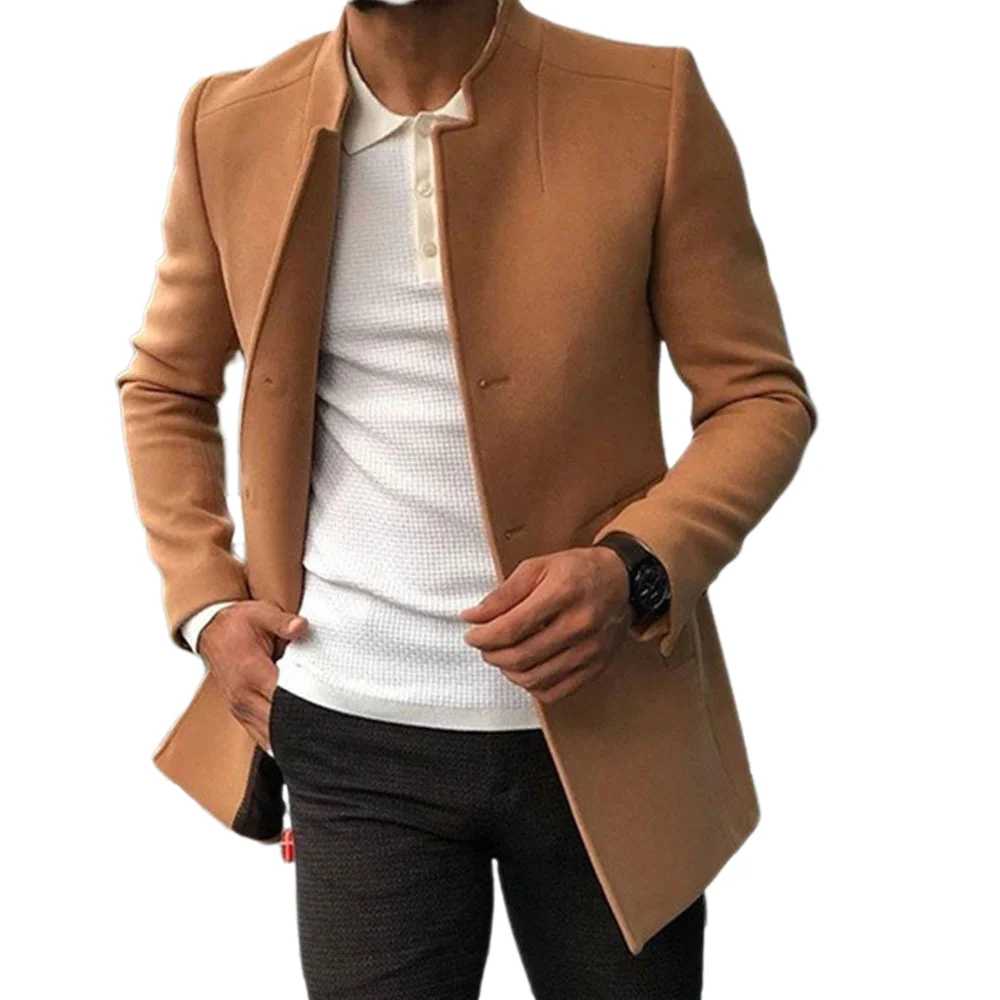 

Euro Size Men Polyester & Blends Coats Autumn Winter 2023 new Slim handsome windbreaker business casual Overcoat Jackets for man
