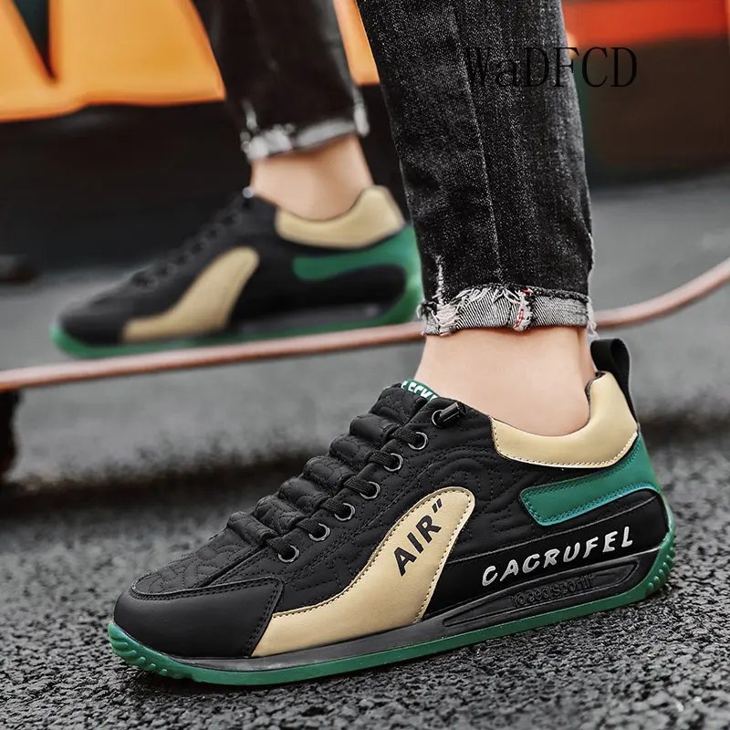 

Sneakers Casual Men Retro Running Shoes Fashion Microfiber Leather Fabric Breathable Height Increased Flat Platform Board Shoes