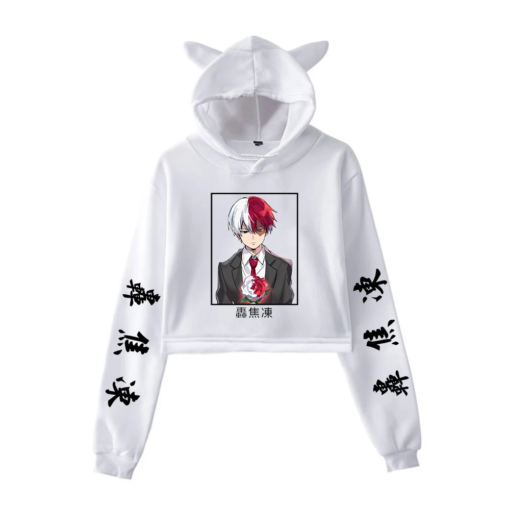 

2023 Women sweatshirt New My Hero Academia Pullover Cat Cropped Hoodie Women Long Sleeve Crop Top Girls Hoodie Japanese Anime Sh