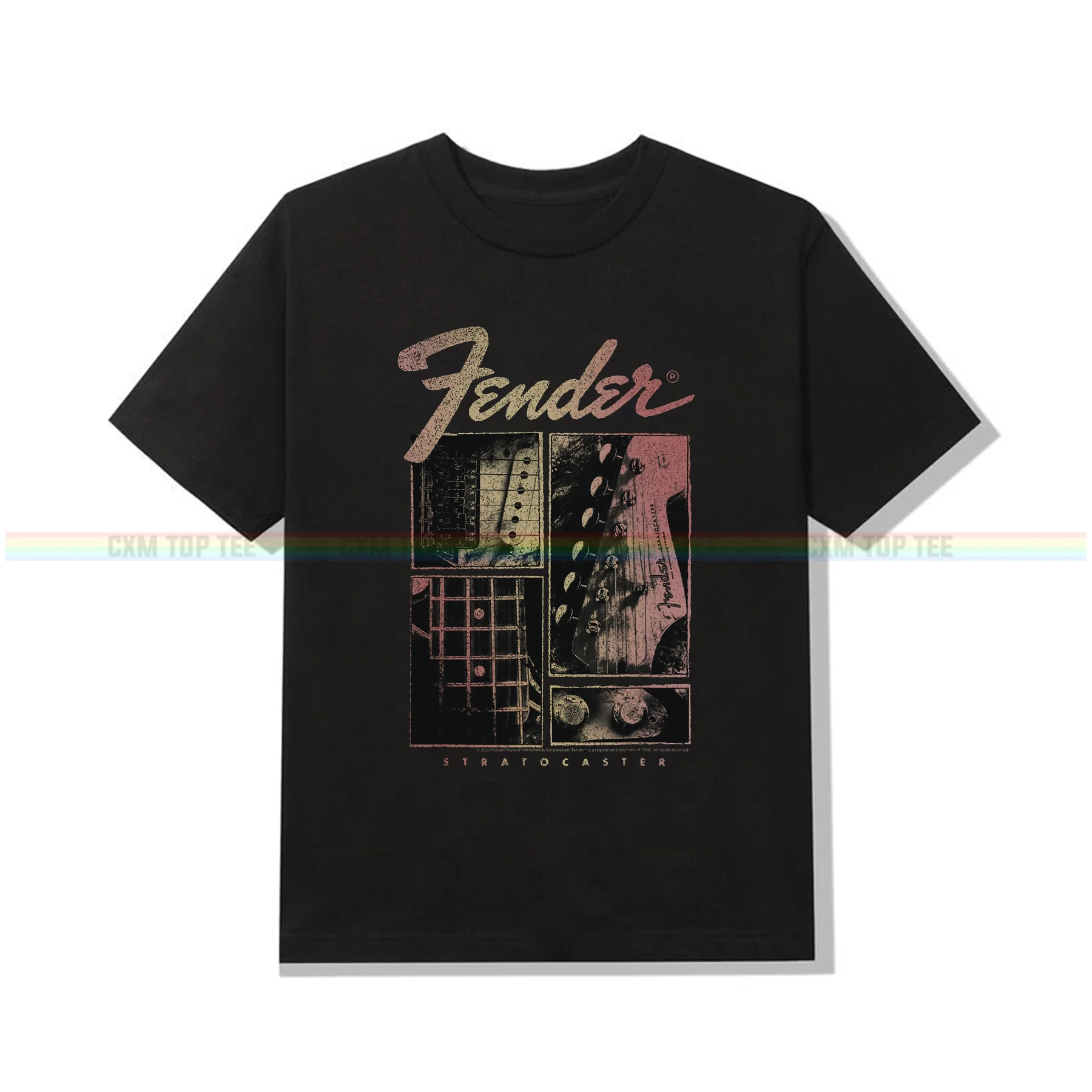 

Amazing Tees Male T Shirt Casual Unique Oversized Fender Stratocaster Panels Classic T-shirt Men T-shirts Short Sleeve S-3XL