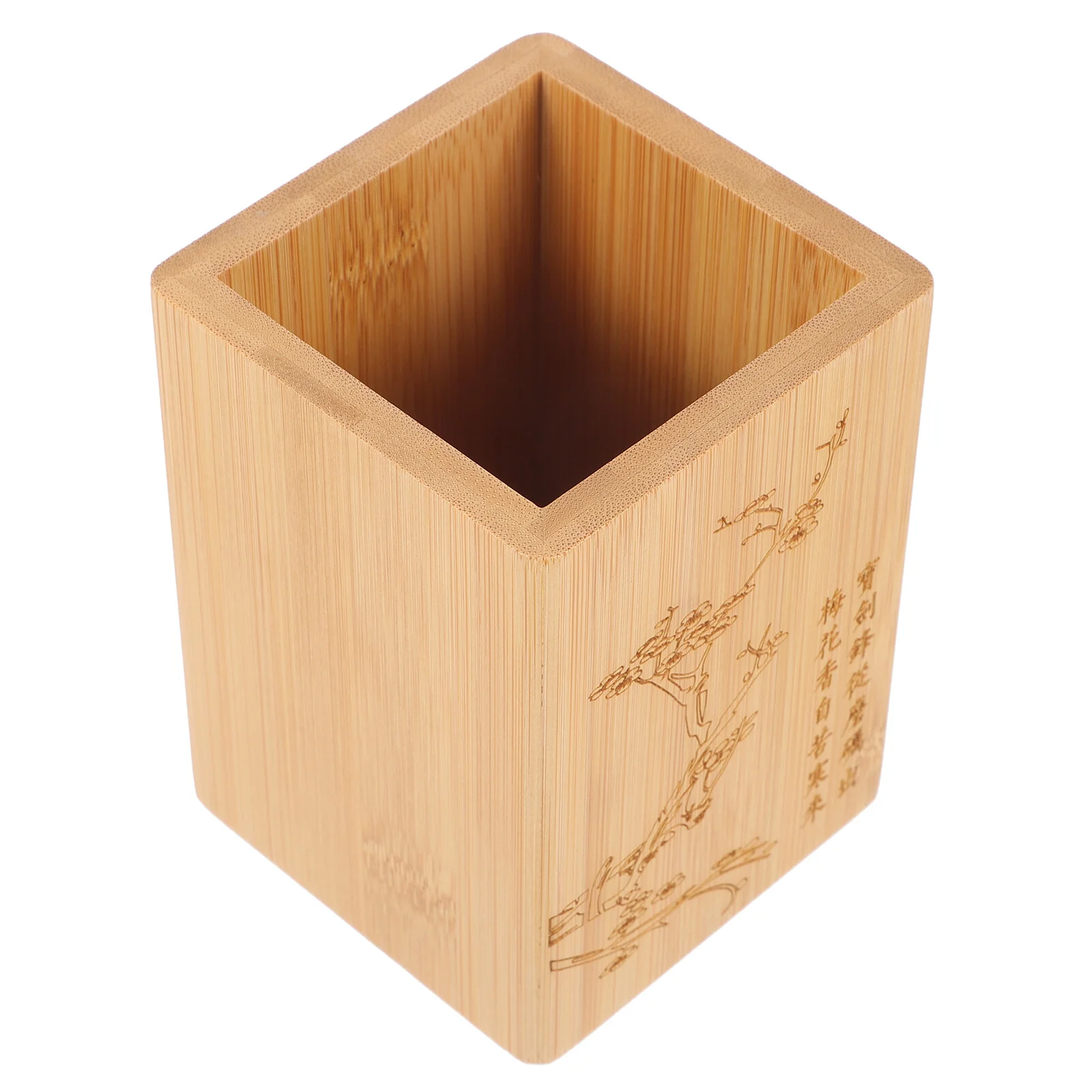 

Small Utensils Retro Pen Holder Cup Desktop Wood Storage Makeup Brush Silverware Rustic