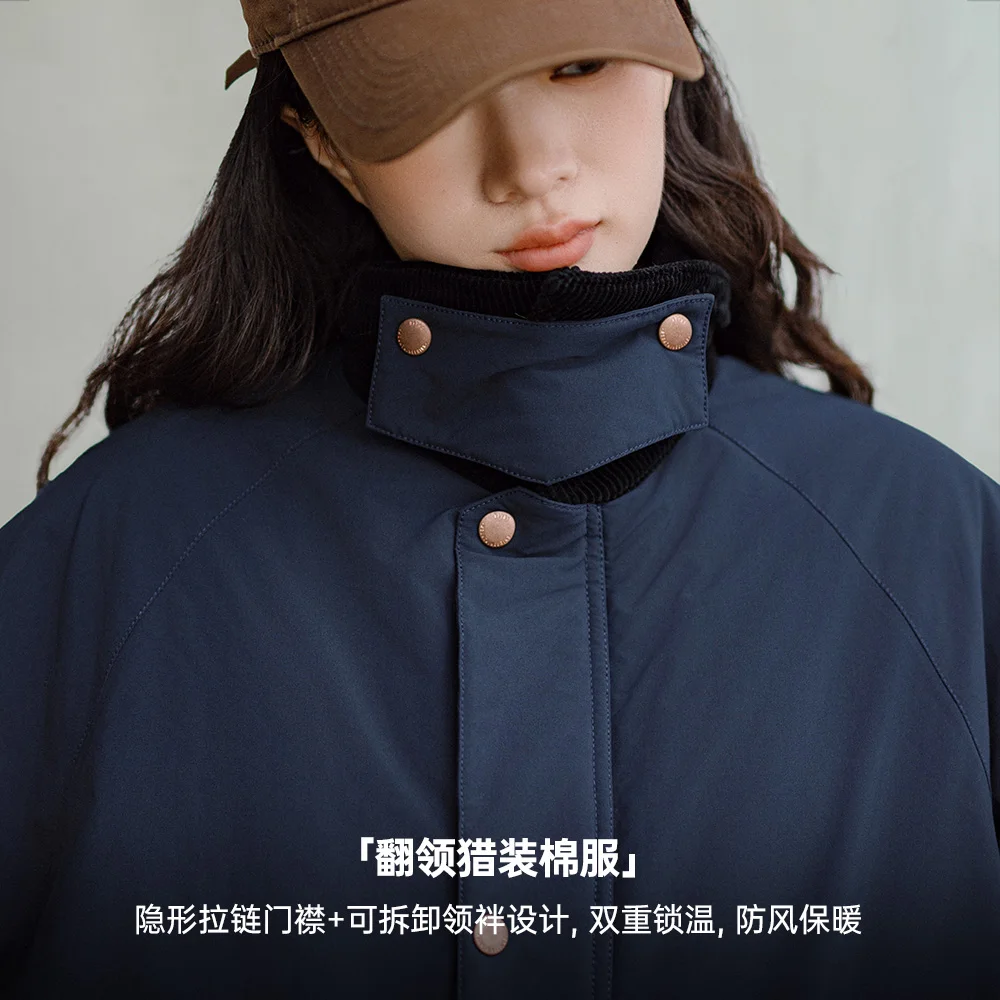 Женское вельветовое пальто средней длины с хлопковой подкладкой