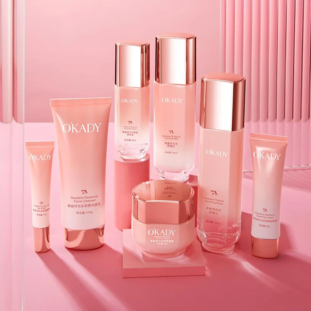 

OKADY Facial Skin Care Sets Hyaluronic Acid Face cream Squalane Pearl Kit skincare Anti-wrinkle Sakura Yeast Face care Tonic