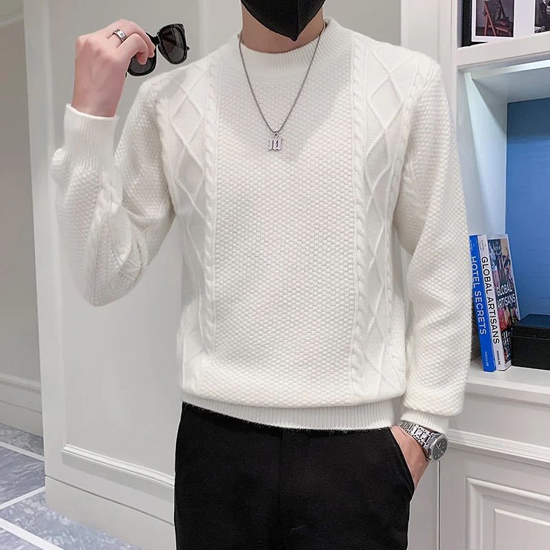 

Vintage Winter Clothes for Man High Quality O-Neck Long Sleeved Argyle Christmas Sweaters Men Casual Slim Knitwear Pull Homme