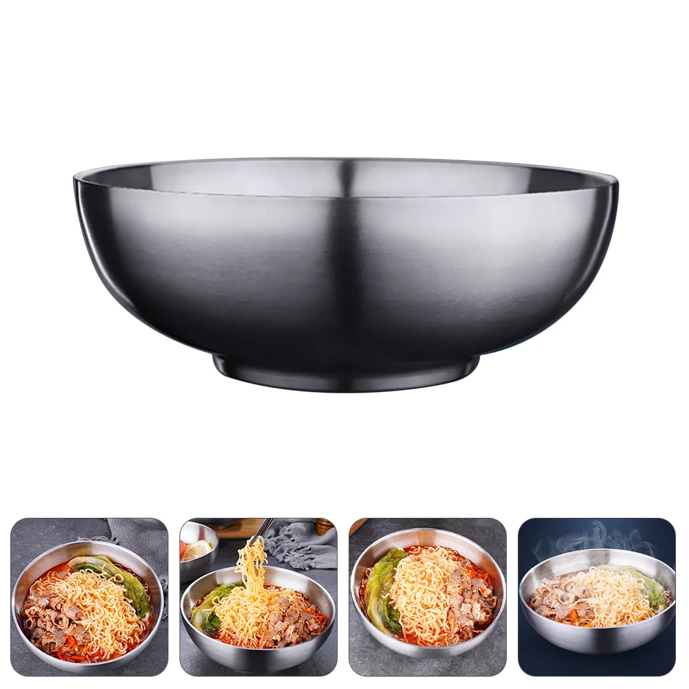 

Bowls Bowl Steel Stainless Metal Soup Large Mixing Serving Rice Salad Cereal Snack Ramen Pho Prep Noodle Double Lid Layerfood