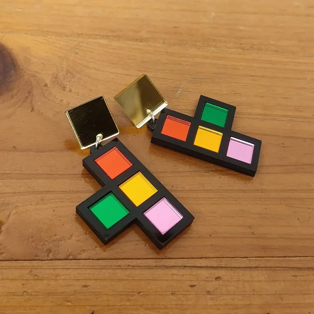 Популярные дизайнерские красочные акриловые серьги с геометрическим рисунком