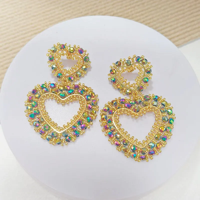 Ослепительные оригинальные серьги в форме сердца из сплава